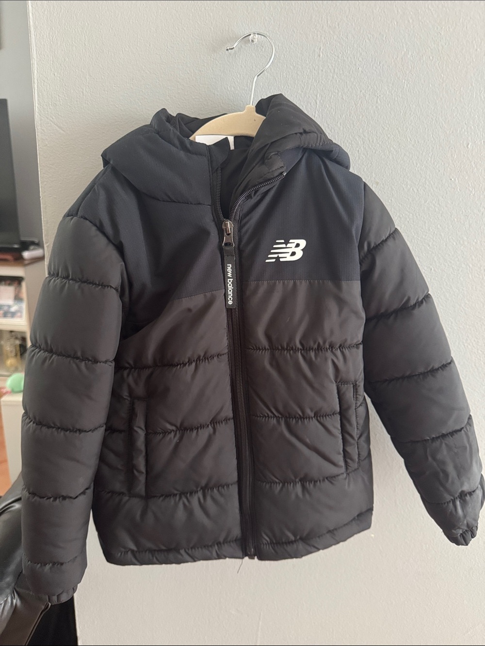 New Balance Black Kids' Hooded Puffer Jacket